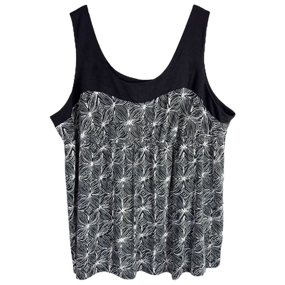Faded Glory Plus Size 4X Top 26W 28W Sleeveless Tunic‎ Tank Black Knit Long 1432